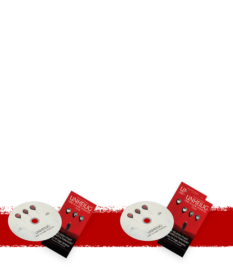 Unheilig "Liebe Glaube Monster" – Abbildung beider Ticket-Bundle (links: CD und ein Ticket | rechts: links: CD und zwei Tickets)